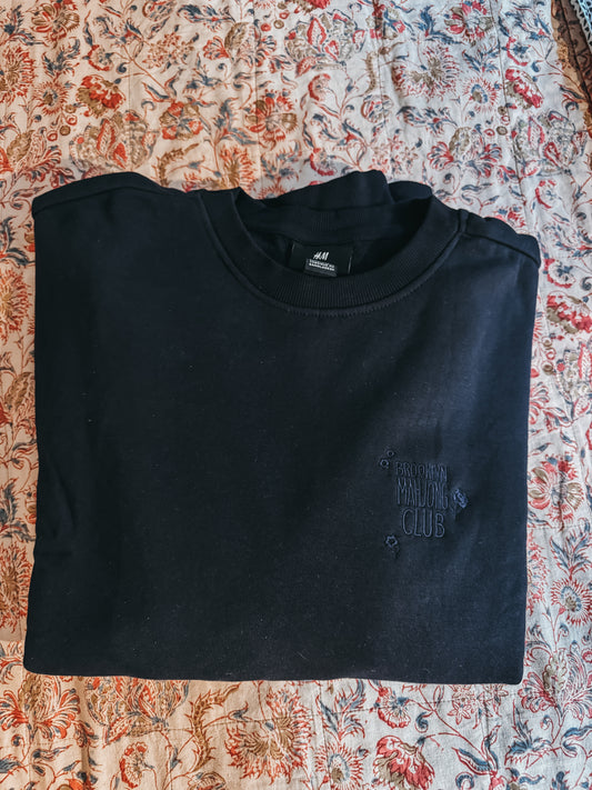 unisex navy brooklyn mahjong club sweatshirt with tonal logo