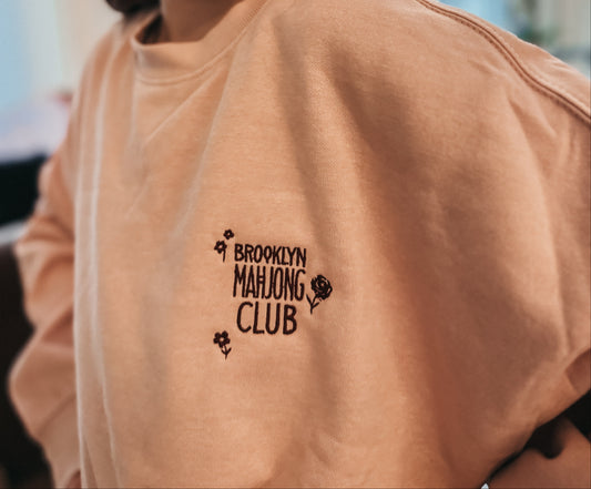 dusty pink and wine brooklyn mahjong club sweatshirts